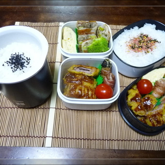 美味しんぼ風牛南蛮揚げ＆キノコとアスパラの春巻弁当