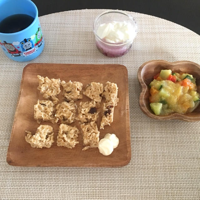 【幼児食】レーズンきな粉ミルクオートミールパン