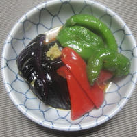 追いがつおつゆで、茄子の揚げ浸し作ったよ。