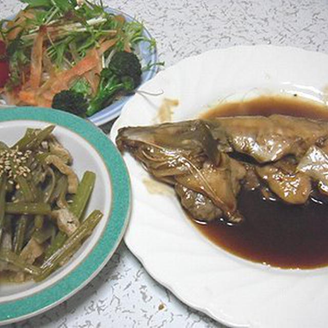 カワハギの煮付けと葉ごぼうの煮物