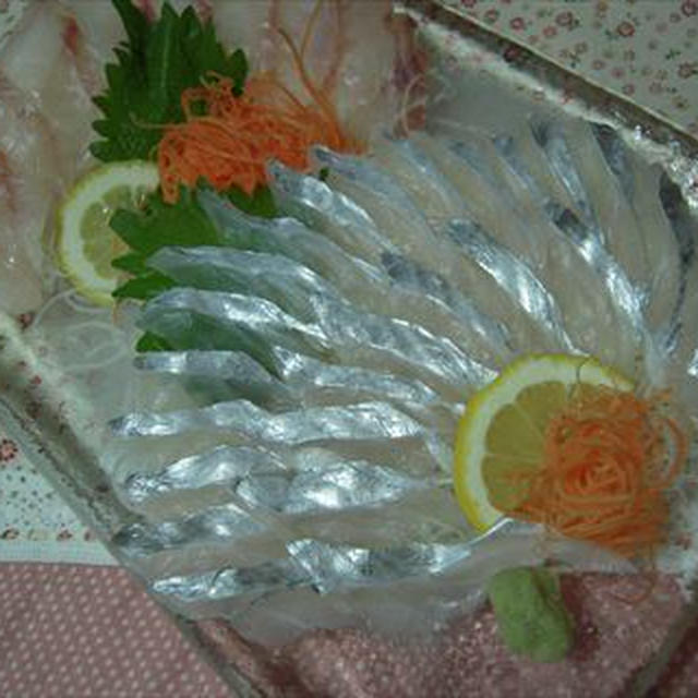 アラのお刺身と太刀魚うす引刺身