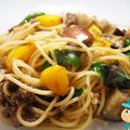 ゴボウとアンチョビのパスタの巻
