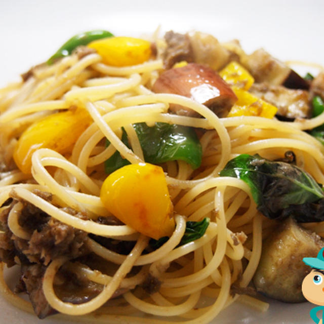 ゴボウとアンチョビのパスタの巻