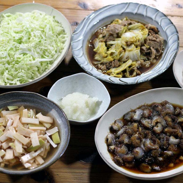 今季初もの・宇和海産ナマコのおろし酢醤油和え、ダイコンの皮の梅酢漬けほか。