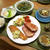 ハムステーキ＆サーモンムニエルの晩ご飯　と　カンナの花♪