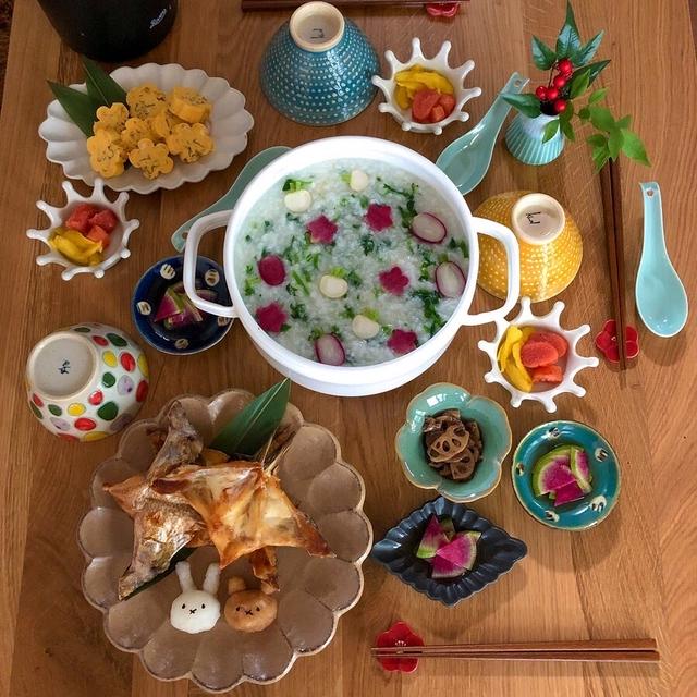 １年の無病息災を願って＊今朝は七草粥を食べました