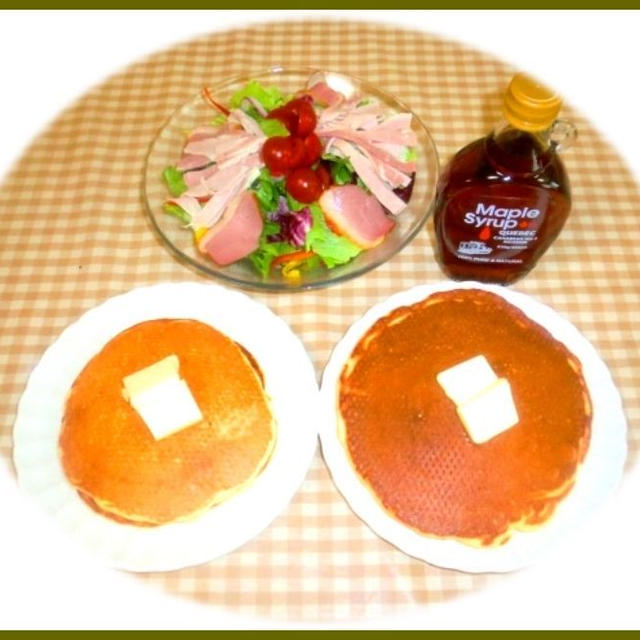 ホットケーキで朝ご飯