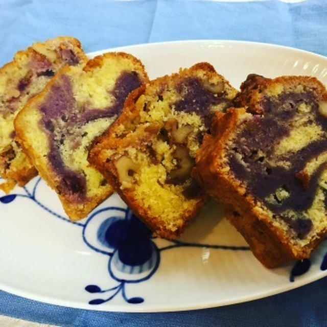 紫芋のマーブルパウンドケーキ