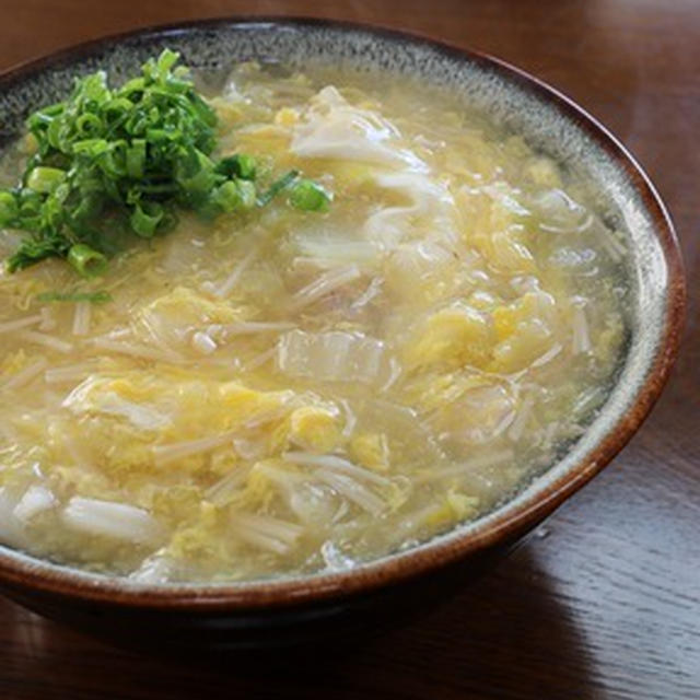 朝ごはんに「鶏雑炊風あんかけうどん」