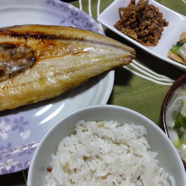 ほっけ＆ごぼうとひき肉の炒め煮献立