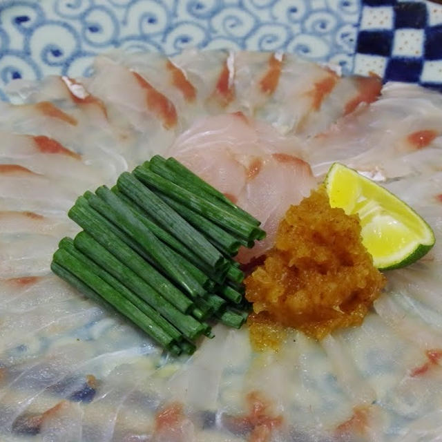 マゴチの薄造り と マゴチの唐揚げ