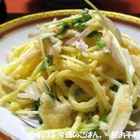 たまねぎとかいわれの明太パスタサラダ　さくっと和えるだけ♪