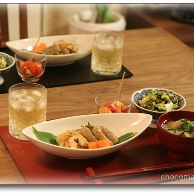 ささげ豆の煮物と鰯のつみれ汁で純和食ディナー