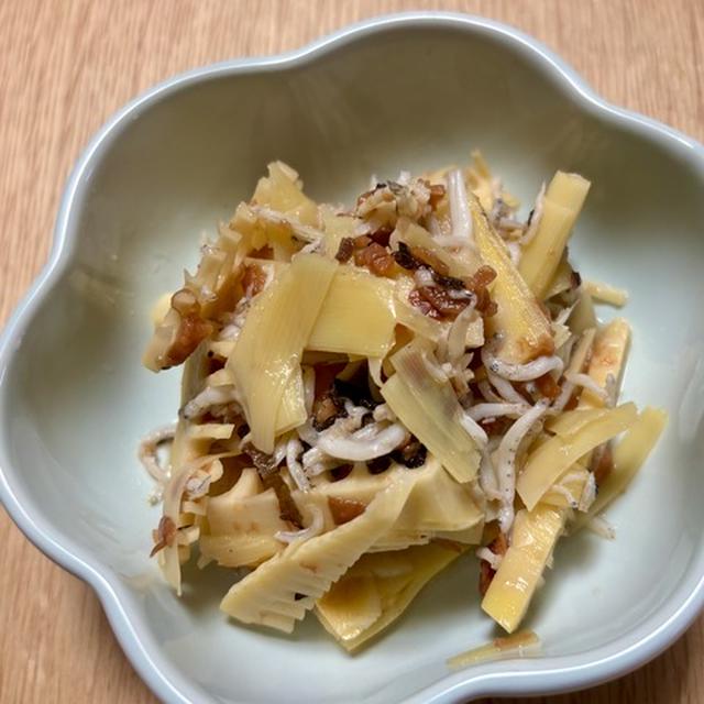 たけのこの梅しらす和え。あとひと品足りない時に便利、超簡単に作れるさっぱりおつまみ。