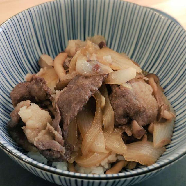 【ホットクックレシピ】無水牛丼＆豚丼～ｇあたりの味付けで肉や玉ねぎの量を自由自在に～