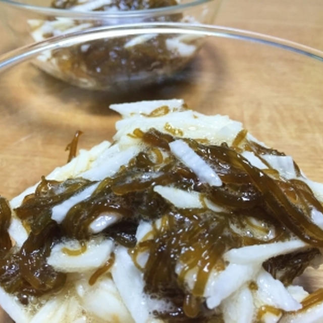 長芋・もずくのポン酢和え＆れお君の作った目玉焼き＆ムスカリ♪