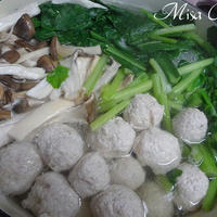 小松菜と鶏団子とエリンギのヘルシー鍋　