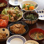 納豆、きんぴら、酢の物で朝ごはん