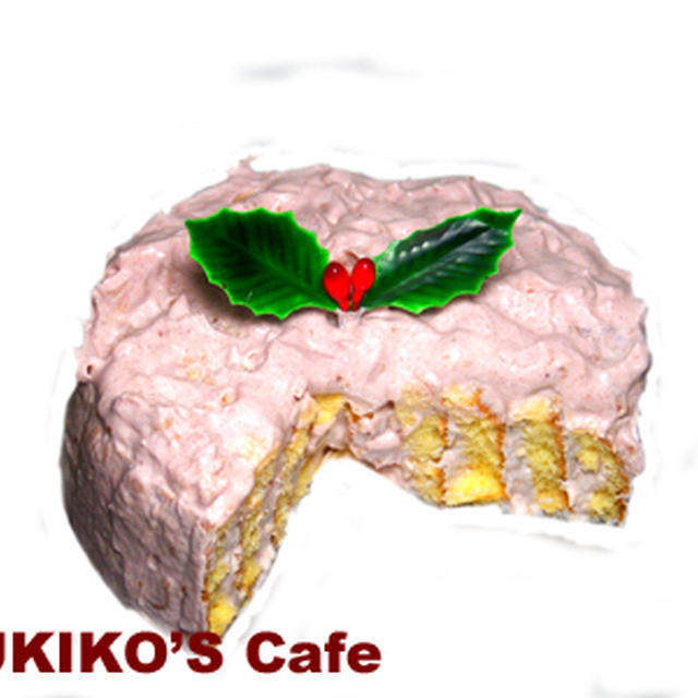犬用クリスマスケーキレシピ【ピンク色の切り株ケーキ】
