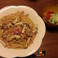 きのことベーコンの柚子胡椒パスタ
