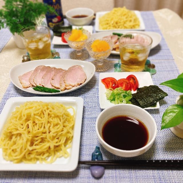 手作りチャーシューで、ざるラーメンの夕ご飯