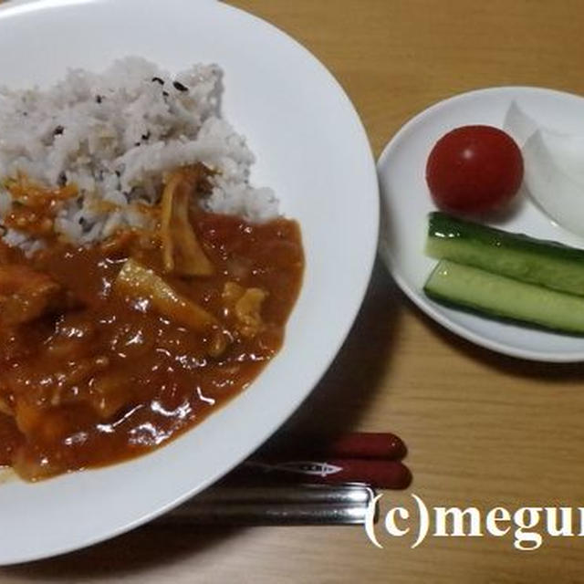 手抜きの夕食　無水チキンカレー