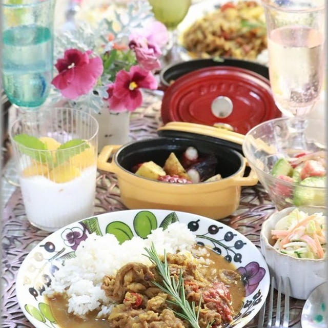 【献立】JAMMINのカレー。と　献立。　と　紫陽花と背比べ。
