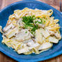 残った鶏の照り焼きでクリームパスタ& だし巻き玉子は箸で切る