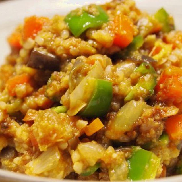 夏野菜とひよこ豆おからの玄米リゾット