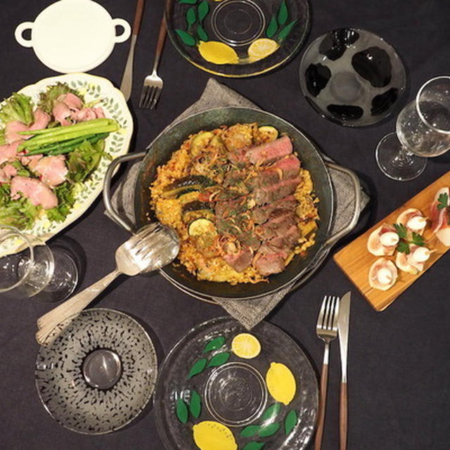 牛車の茄子と蓮根を使ったラムステーキのっけグリルごはんの夜ごはん