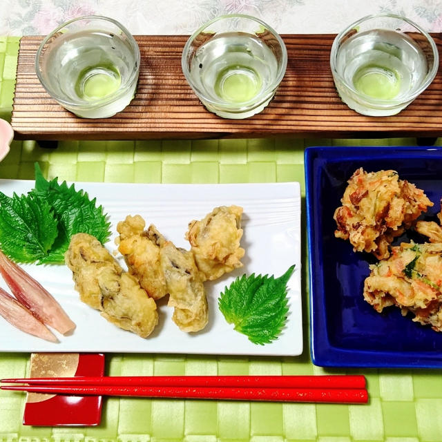 ☆牡蠣の天ぷら&きのこと小海老のかき揚げ☆