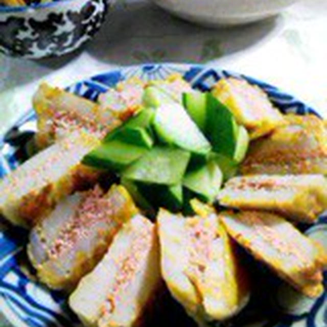「蓮根の明太子サンド焼き」