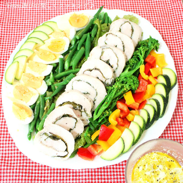 レシピ掲載ありがとうございます！シーザードレッシングde青しそ鶏ハムのコブサラダ風