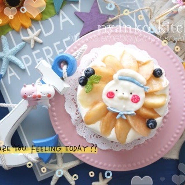 マリンnaうさまるの桃ショートケーキ By ぇりにゃんさん レシピブログ 料理ブログのレシピ満載