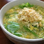 今朝の麺は「水菜のはりはりけいらんうどん」