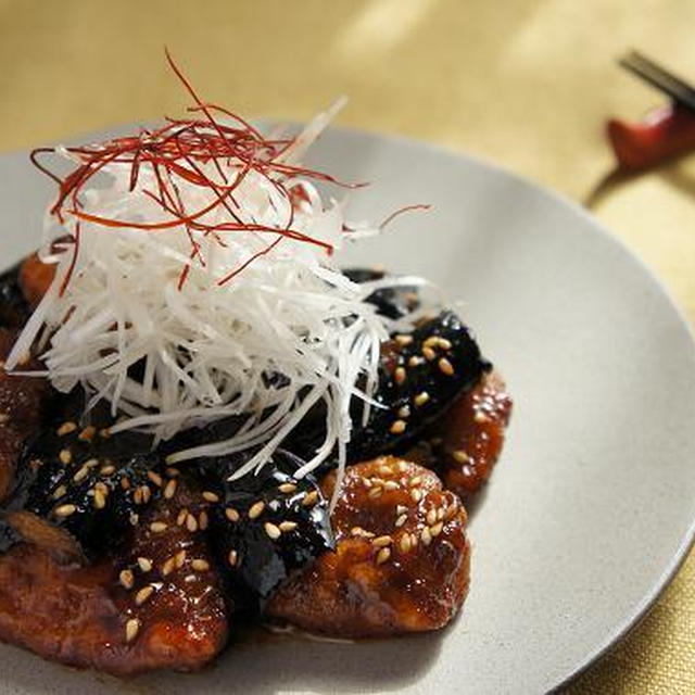 生放送用　あじと茄子のピリ辛炒め