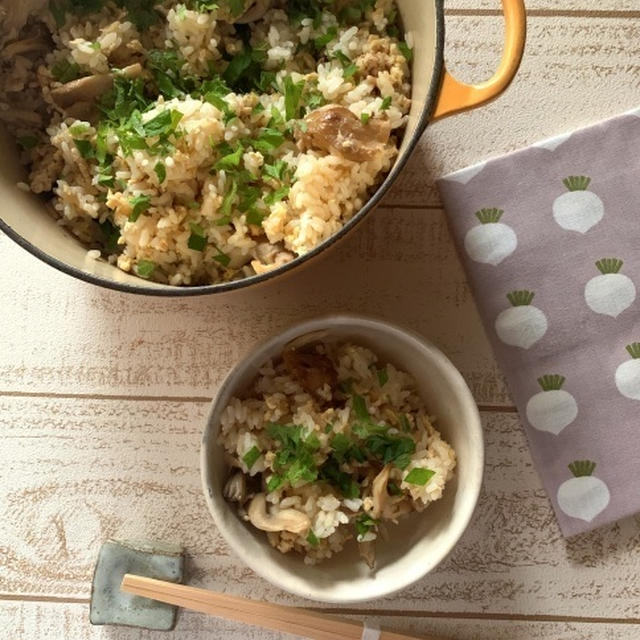 舞茸と鶏ミンチの炊き込みご飯