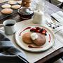 Almond Pancakes with Yogurt and Raspberry Coulisアーモンドパンケーキ、ヨーグルトラズベリーソース添え