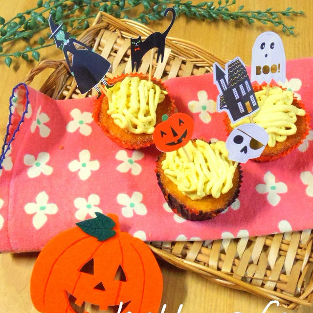 ハロウィン☆かぼちゃのモンブランカップケーキ