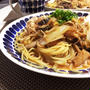 すきやきパスタ♪　出汁と麦茶