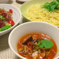 きのこたっぷりトマトつけパスタ～♪