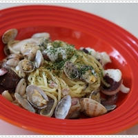 スパイス大使☆コウイカとあさりのオイル生パスタ☆