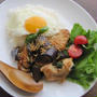 ナスと鶏肉のバジル炒めごはん。