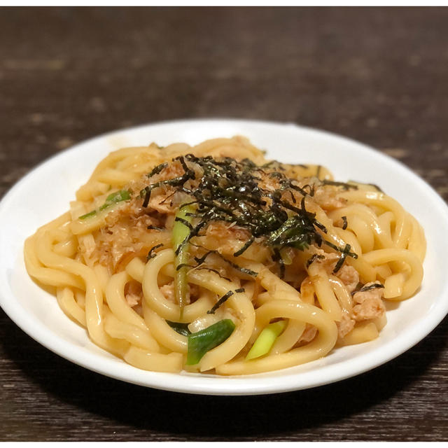 鶏とネギの醤油焼うどん