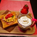 朝カフェ☆スクランブエッグルトーストtoウインナーコーヒー by とまとママさん