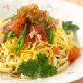 サラダ風パスタ、和風新玉ねぎドレッシング
