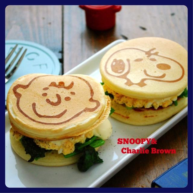 スヌーピーのお絵描きパンケーキバーガー☆