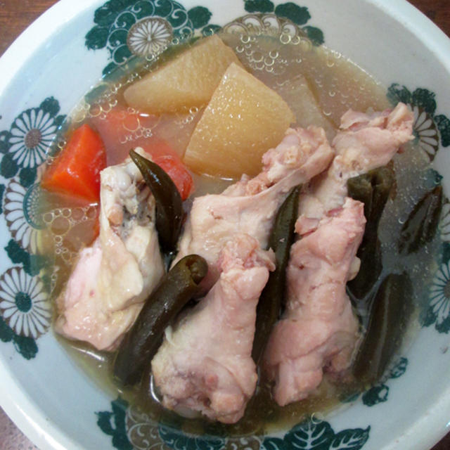 【台湾の漬け物】de  鶏肉の煮込み レシピ　★　剥皮辣椒雞湯　