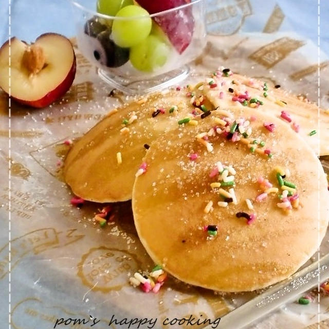 いつものホットケーキアレンジ♪蜂蜜バニラホットケーキ