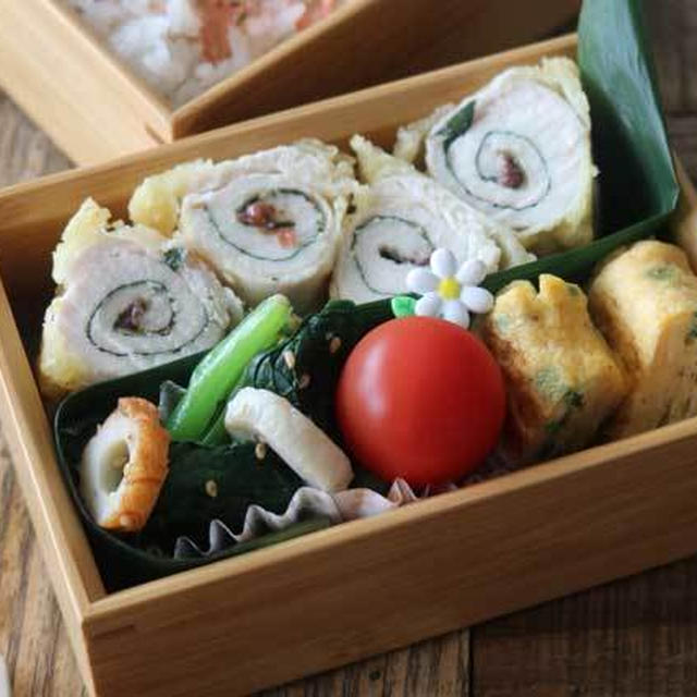 ヘルシーでさっぱり！ささみの梅しそ巻き天ぷら弁当のレシピと詰め方